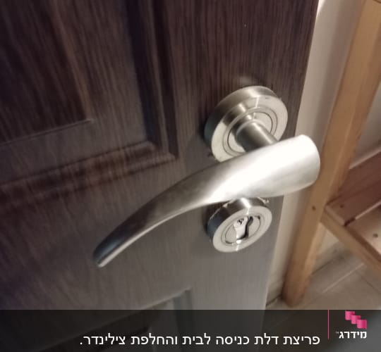 ידית ודלת עם מנעול כסוף